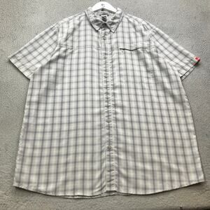 The North Face Mesh Lined Crimmel Hiking Shirt Mens XXL Short Sleeve Plaid Gray